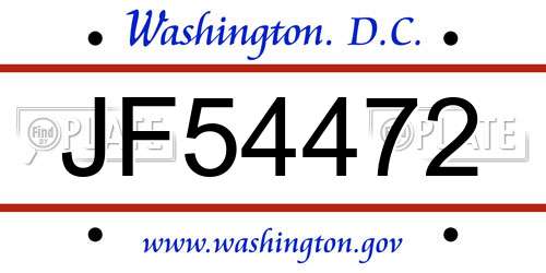 JF54472 District Of Columbia License Plate