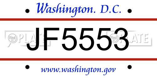 JF5553 District Of Columbia License Plate