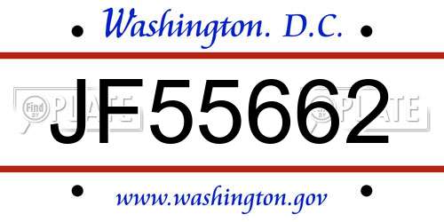 JF55662 District Of Columbia License Plate