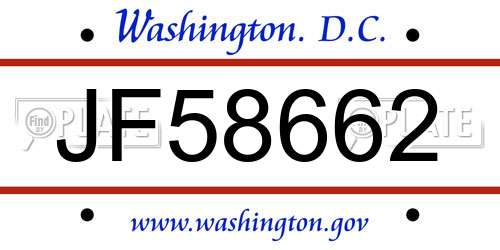 JF58662 District Of Columbia License Plate