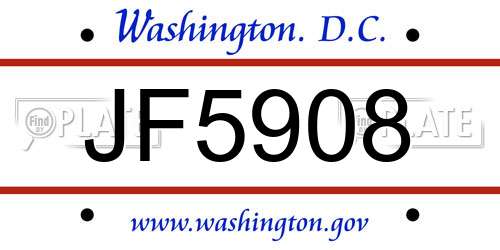 JF5908 District Of Columbia License Plate
