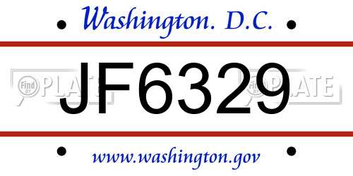 JF6329 District Of Columbia License Plate