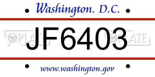 JF6403 District Of Columbia License Plate