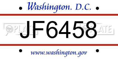 JF6458 District Of Columbia License Plate
