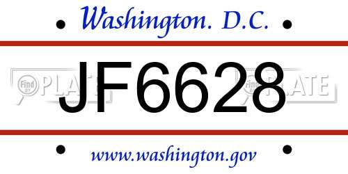 JF6628 District Of Columbia License Plate