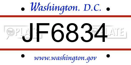 JF6834 District Of Columbia License Plate