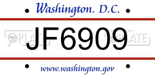 JF6909 District Of Columbia License Plate
