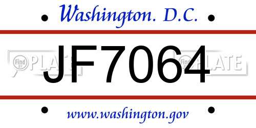 JF7064 District Of Columbia License Plate