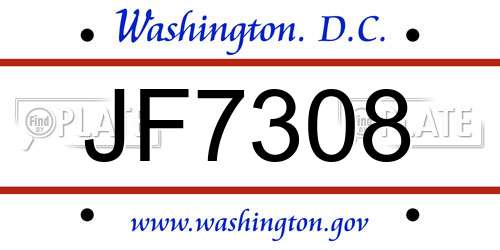 JF7308 District Of Columbia License Plate
