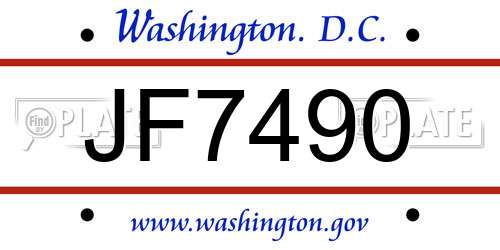 JF7490 District Of Columbia License Plate