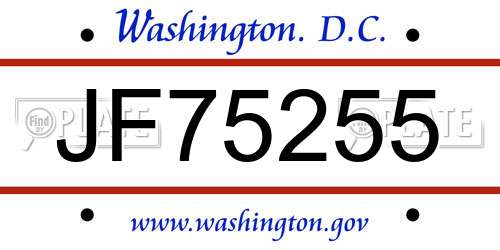 JF75255 District Of Columbia License Plate