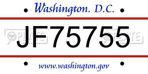 JF75755 District Of Columbia License Plate