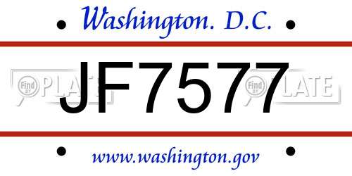 JF7577 District Of Columbia License Plate