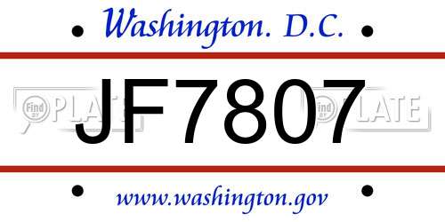 JF7807 District Of Columbia License Plate