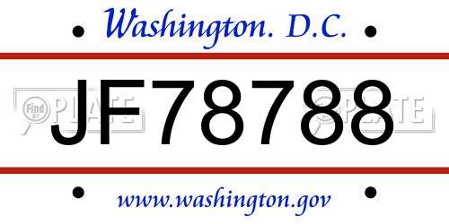 JF78788 District Of Columbia License Plate