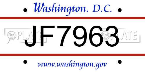 JF7963 District Of Columbia License Plate