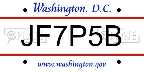 JF7P5B District Of Columbia License Plate