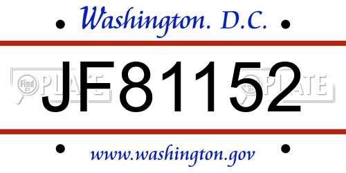 JF81152 District Of Columbia License Plate