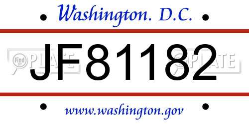 JF81182 District Of Columbia License Plate