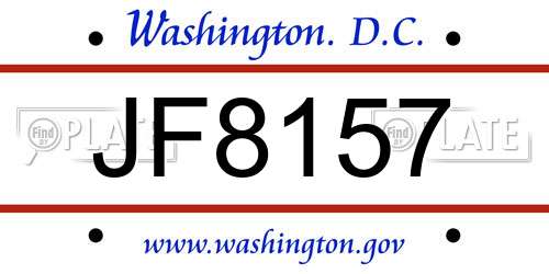 JF8157 District Of Columbia License Plate