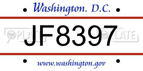 JF8397 District Of Columbia License Plate