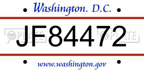 JF84472 District Of Columbia License Plate