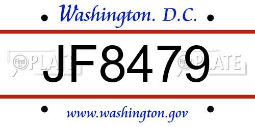 JF8479 District Of Columbia License Plate