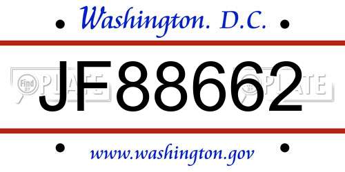 JF88662 District Of Columbia License Plate