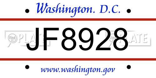 JF8928 District Of Columbia License Plate