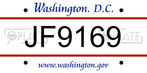 JF9169 District Of Columbia License Plate