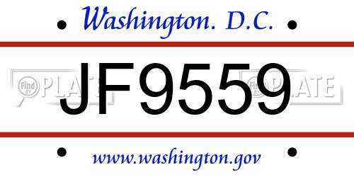 JF9559 District Of Columbia License Plate