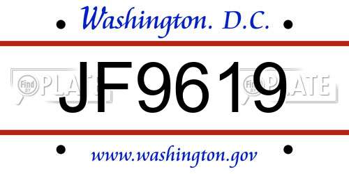 JF9619 District Of Columbia License Plate
