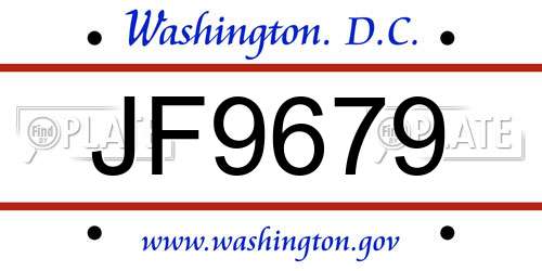 JF9679 District Of Columbia License Plate