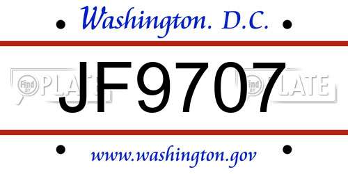 JF9707 District Of Columbia License Plate