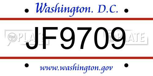 JF9709 District Of Columbia License Plate