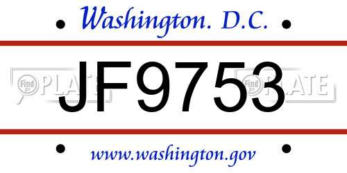 JF9753 District Of Columbia License Plate