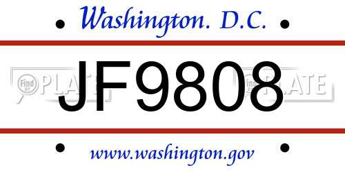 JF9808 District Of Columbia License Plate