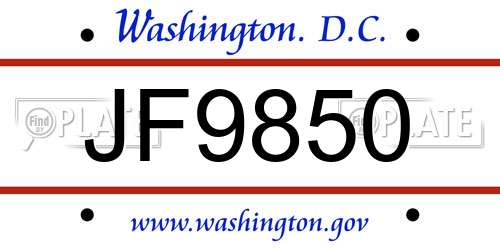 JF9850 District Of Columbia License Plate