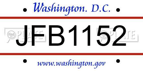 JFB1152 District Of Columbia License Plate
