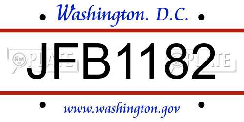 JFB1182 District Of Columbia License Plate