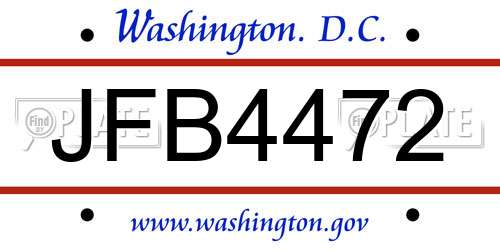JFB4472 District Of Columbia License Plate