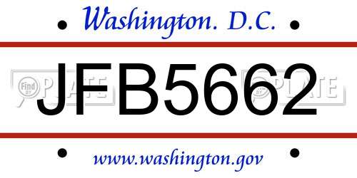 JFB5662 District Of Columbia License Plate