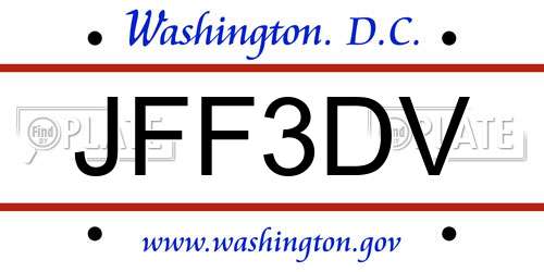 JFF3DV District Of Columbia License Plate