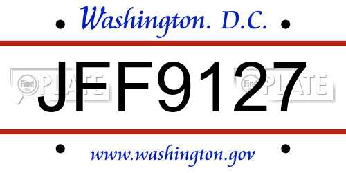 JFF9127 District Of Columbia License Plate