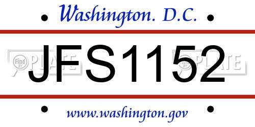 JFS1152 District Of Columbia License Plate