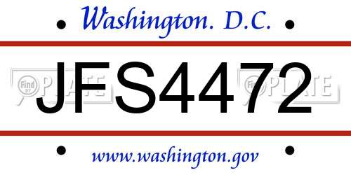 JFS4472 District Of Columbia License Plate