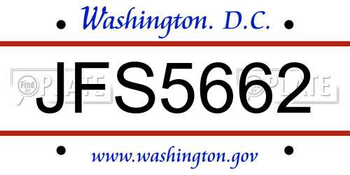 JFS5662 District Of Columbia License Plate