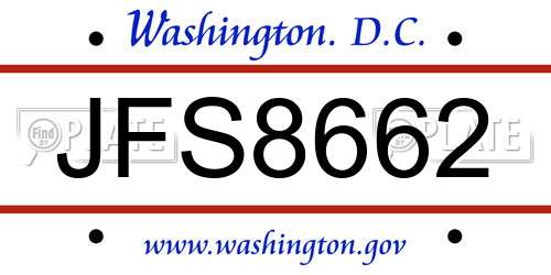 JFS8662 District Of Columbia License Plate