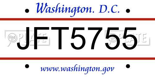 JFT5755 District Of Columbia License Plate