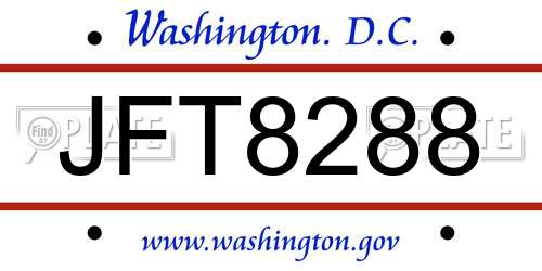 JFT8288 District Of Columbia License Plate